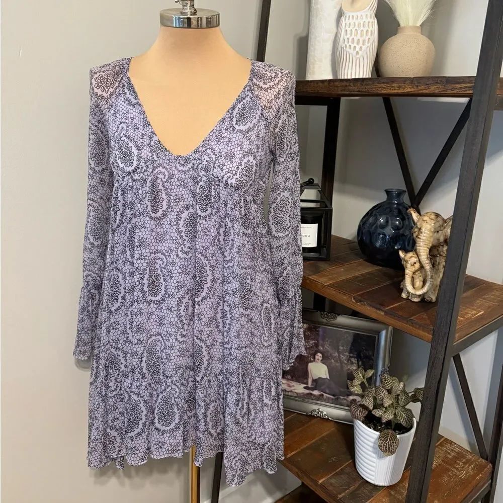 Elizabeth and James | Bell Ruffle Sleeve Mini Dress Floral 100% Silk Women’s 0